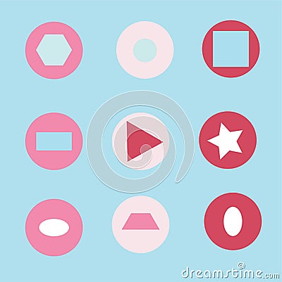 A set of colorful icons depicting various geometric shapes Vector Illustration